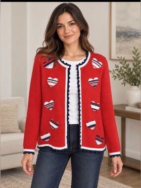 Sag Harbor vintage spplique heart medium sweater